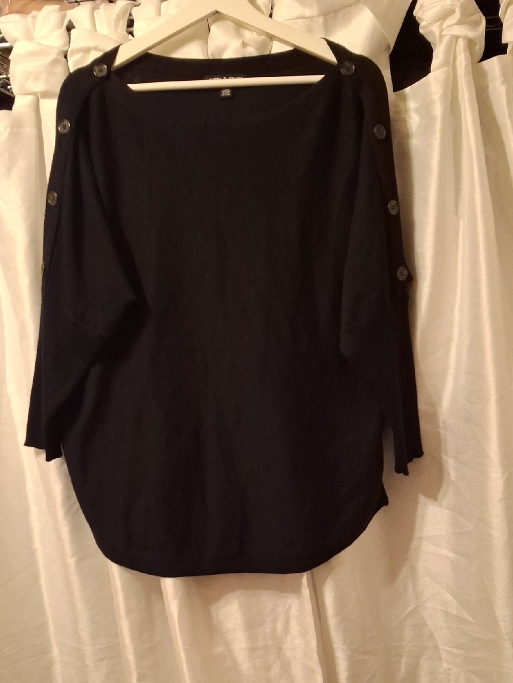 Cable & Gauge Black Button-Sleeve Sweater